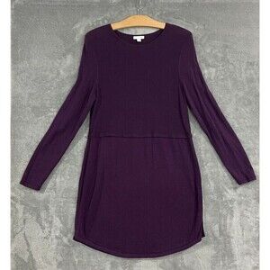 J Jill Purple Wool Blend Knit Tunic Top Long Sleeve Sweater Womens Sz Small